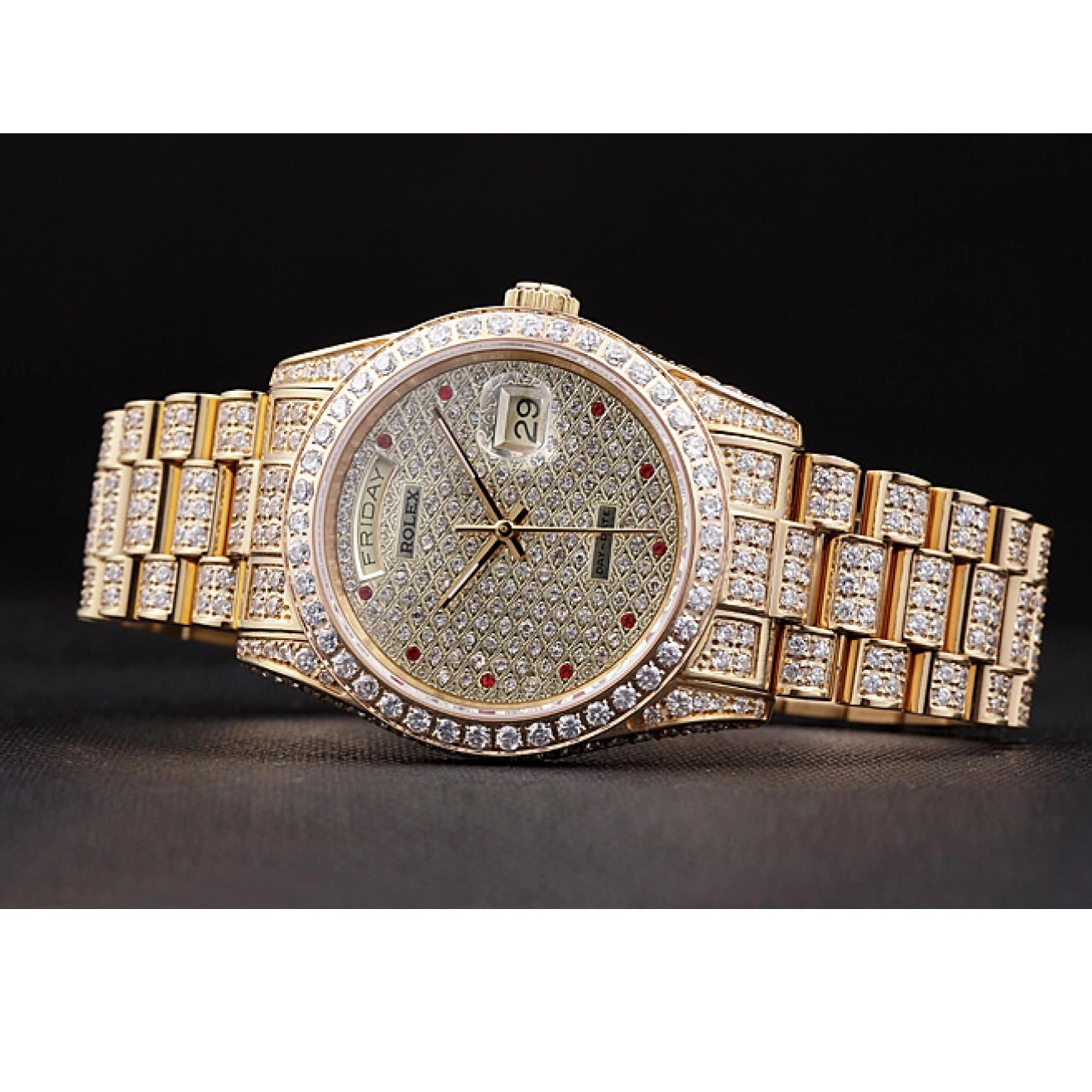 AAA Replica Watches Diamonds Gold-srl185 Yellow Day-Date Swiss 621615 Rolex 0824